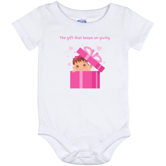 The gift that keeps on giving Baby Girl onesie.