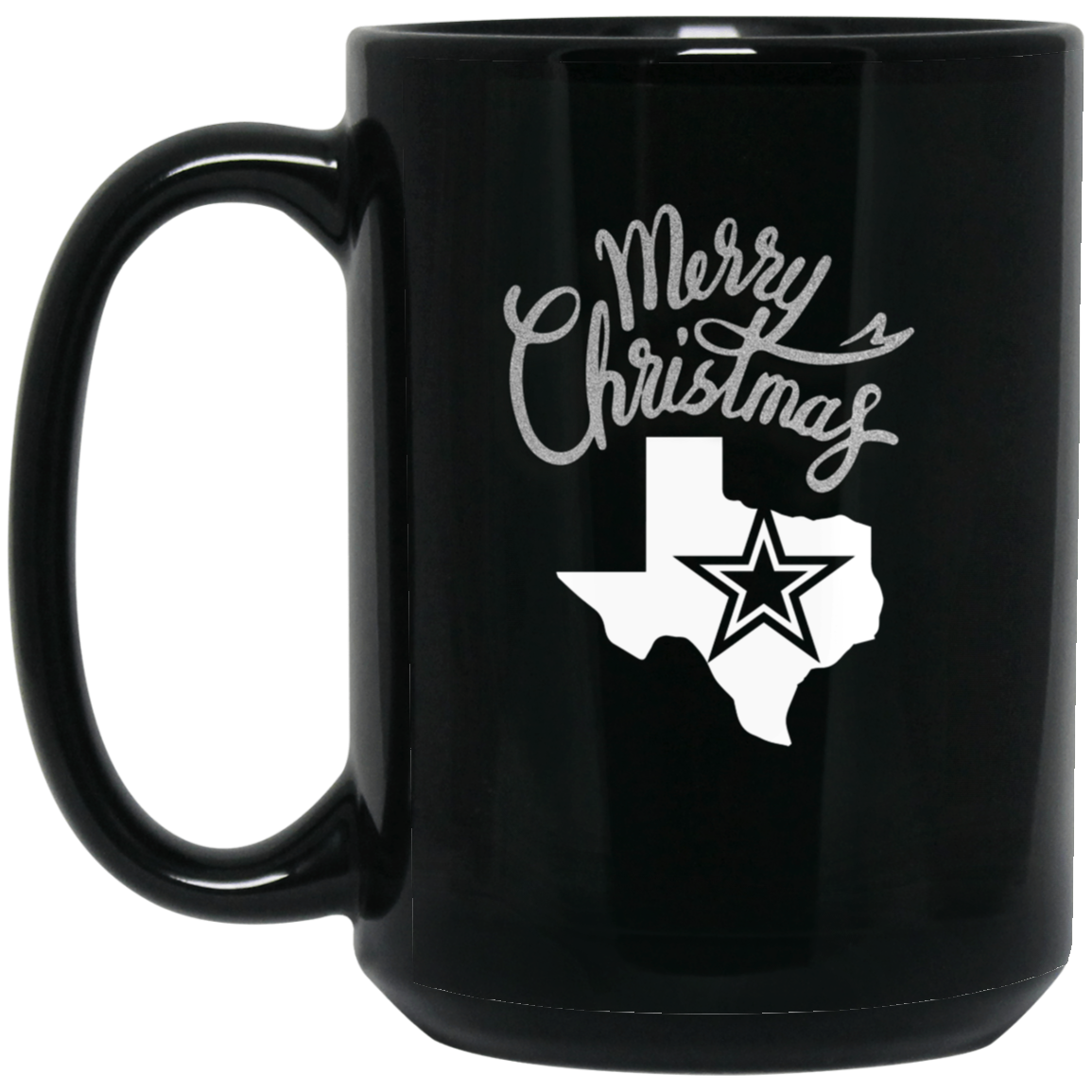 Merry Christmas Dallas Texas Cowboys 15oz Black Mug