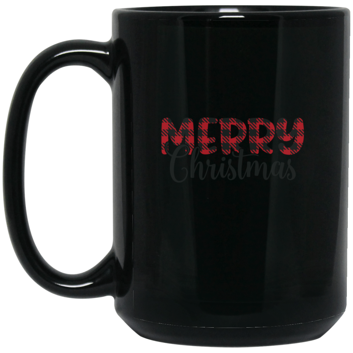 Black and Red Plaid Merry Christmas 15oz. Mug