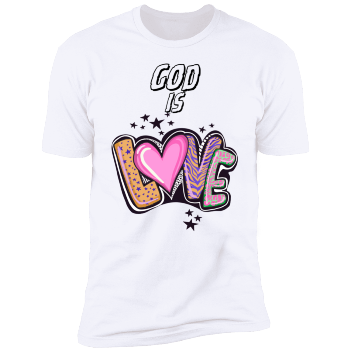 Next Level Women GOD IS LOVE White & Pink Short Sleeve T-Shirt - Faith Apparel